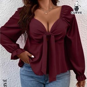 Shein Brick Red Blouse 0XL NWOT